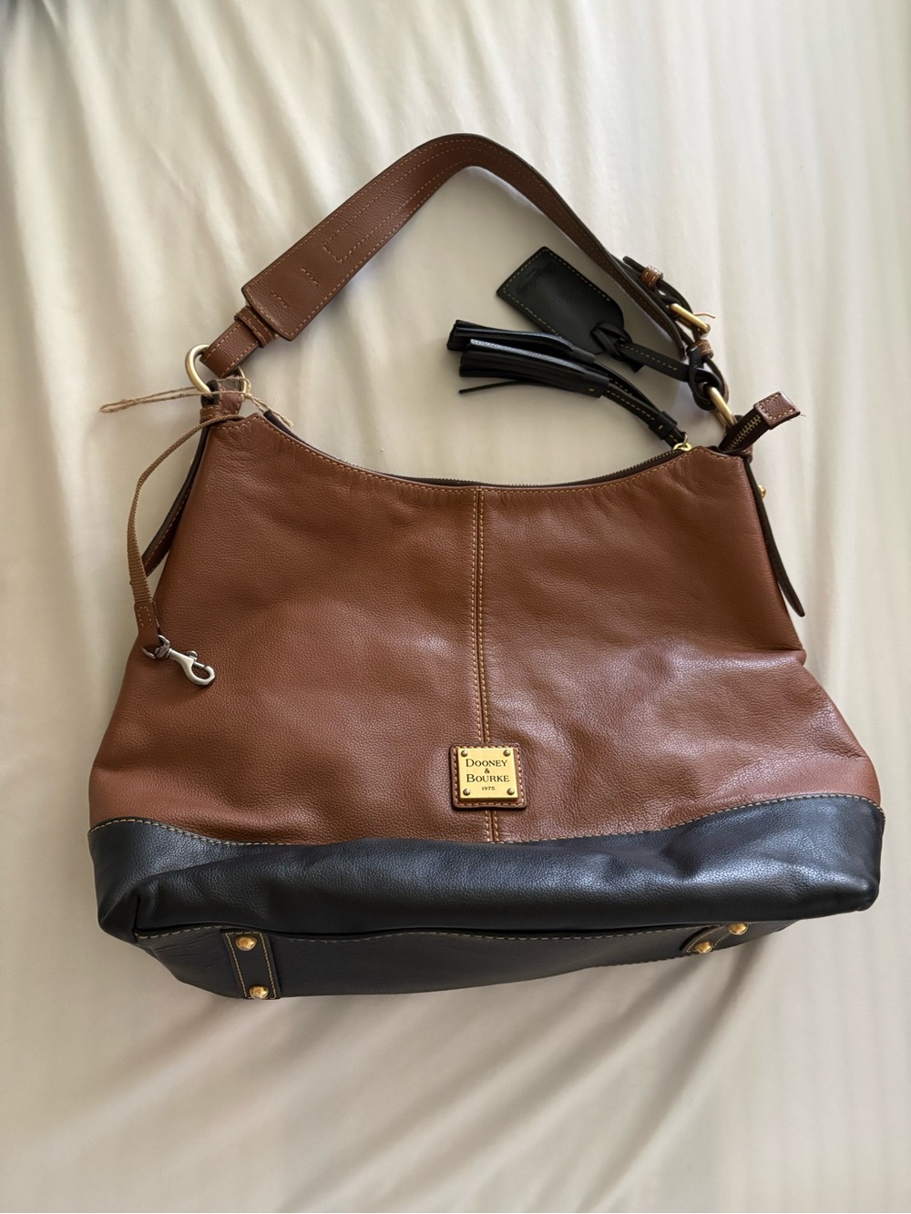 Dooney & Bourke Brown and Black Leather Shoulder Hobo